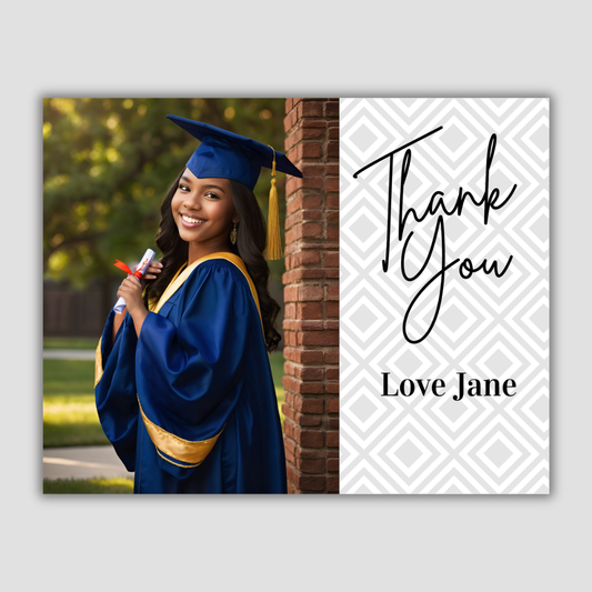Graduation Thank You Postcard (Geometric Design with Photo)