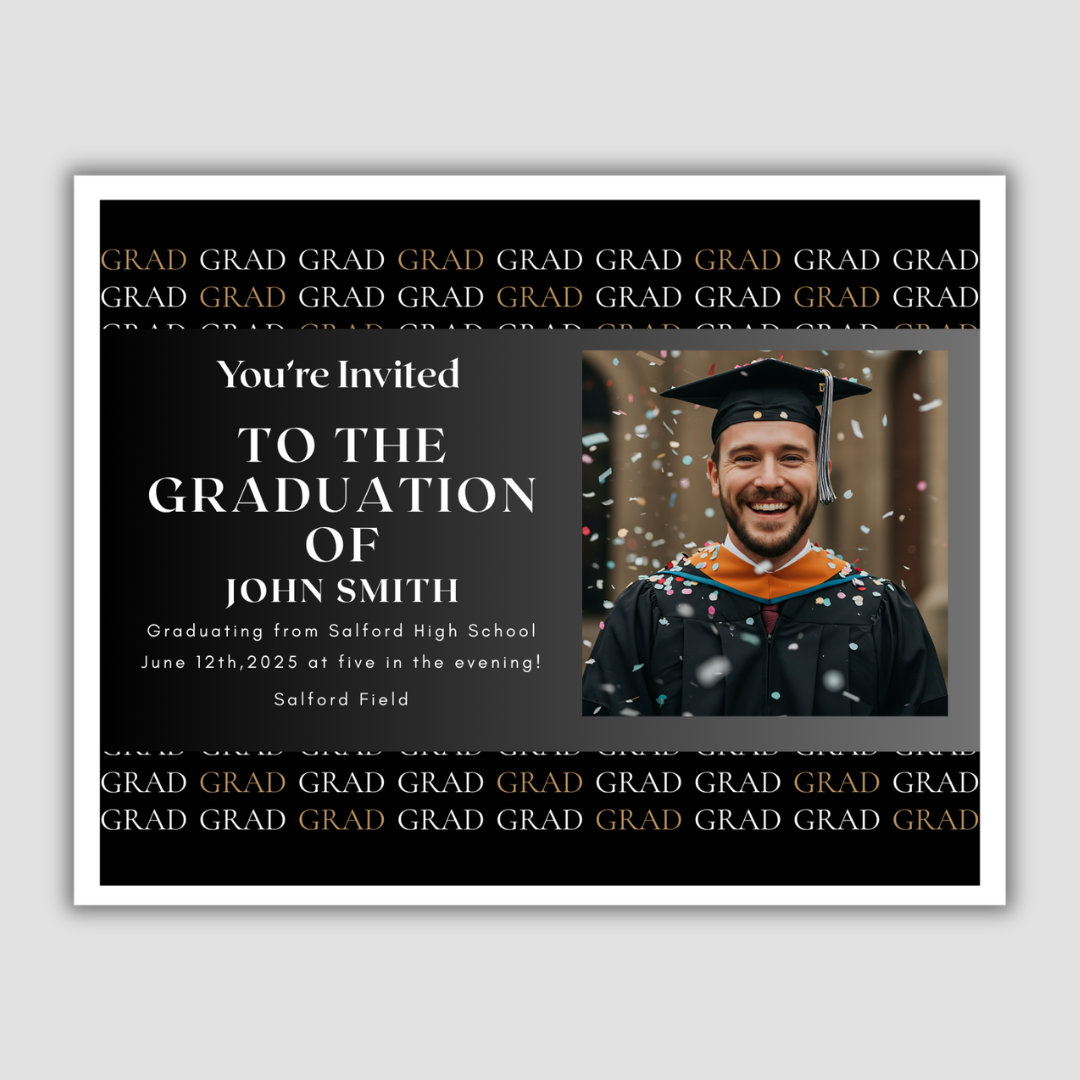 Graduation Invitation Postcard (Grad Pattern Design)