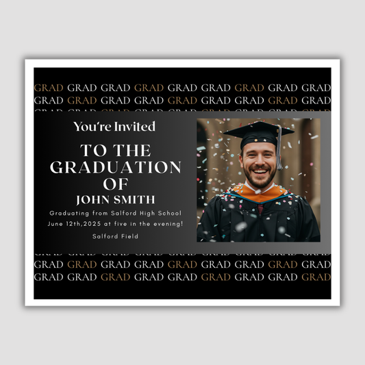Graduation Invitation Postcard (Grad Pattern Design)