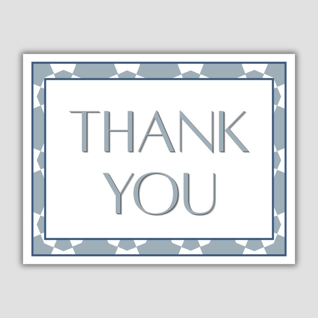 Thank You Postcard (Blue and White Pattern)