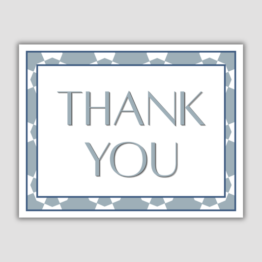 Thank You Postcard (Blue and White Pattern)