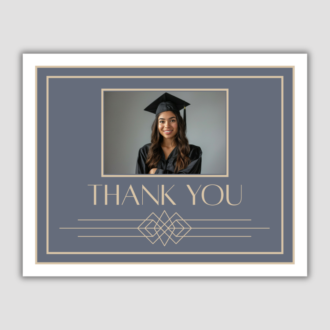 Graduation Thank You Postcard (Blue & Gold)