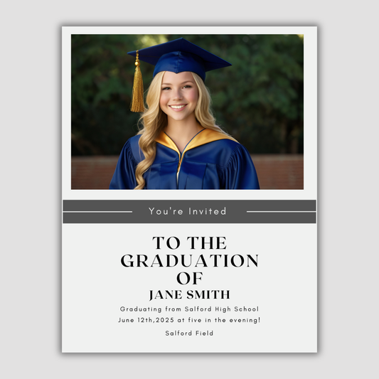 Graduation Invitation Gray and White