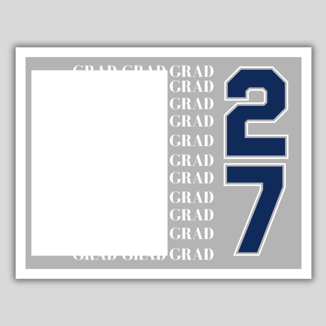 Graduation Invitation Postcard (Gray & Blue Grad)