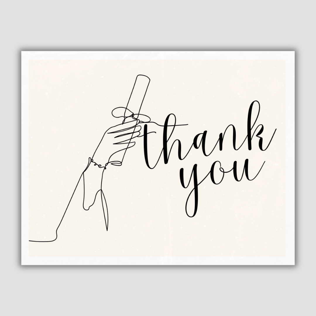 Graduation Thank You Postcard (Line Art Diploma)
