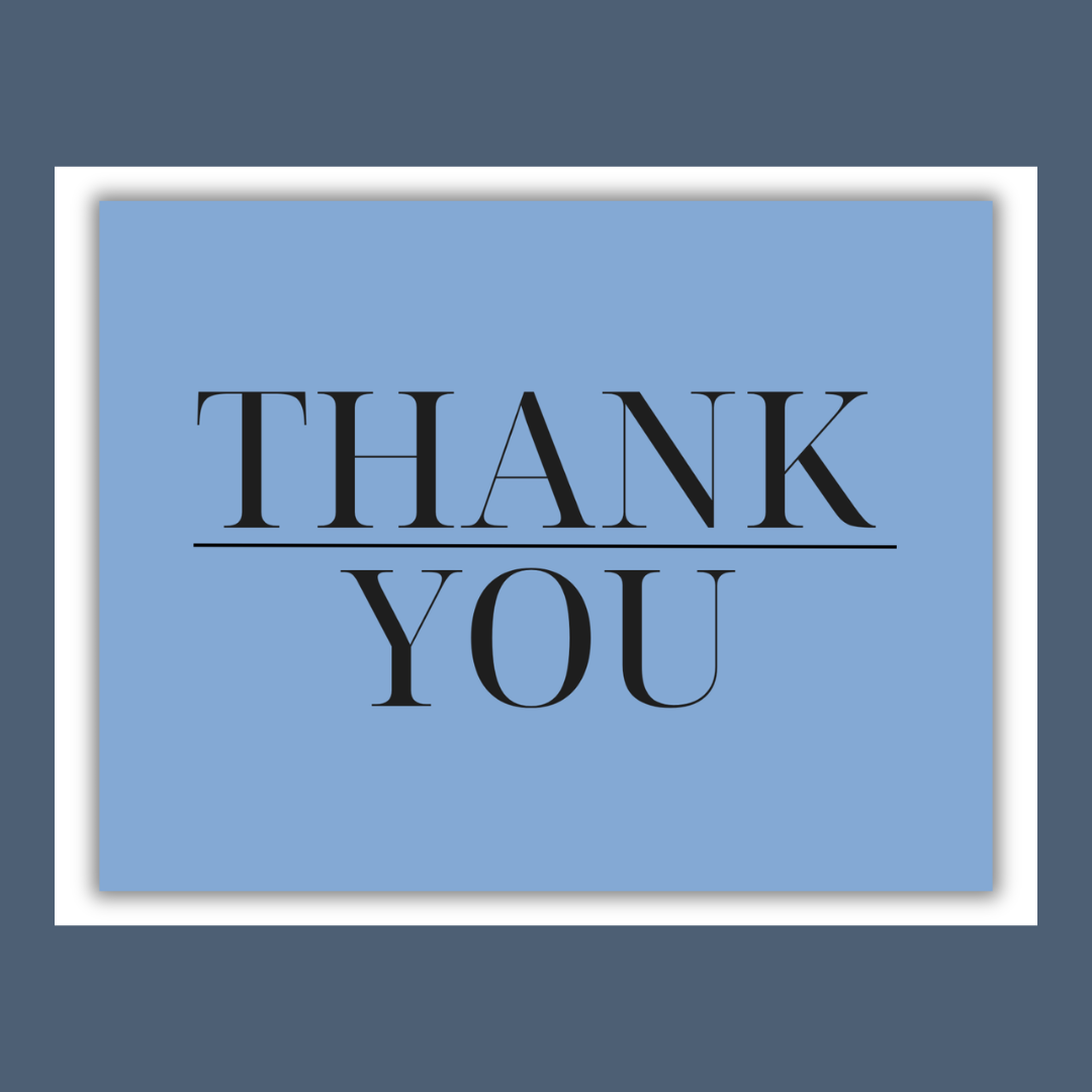 Thank You Postcard Simple Blue