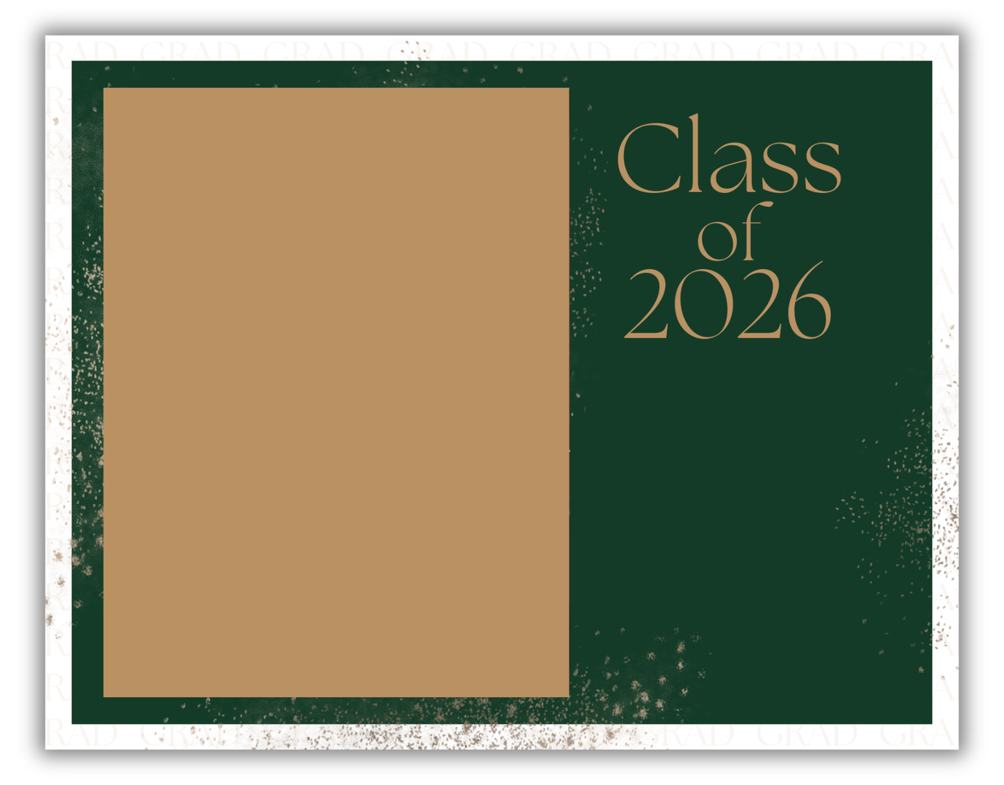 Graduation Invitation Postcard (Green & Gold)